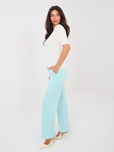 Miętowe proste spodnie z kieszeniami RUE PARIS