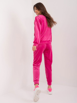 Hurtownia Fuksjowy komplet welurowy z kokardkami 