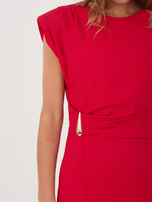 Czerwona midi sukienka z kopertowym dekoltem RUE PARIS 