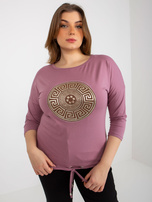 Hurtownia Brudnoróżowa bluzka plus size ze ściągaczem