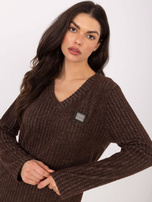 Brązowy damski sweter z miękkiej bawełny