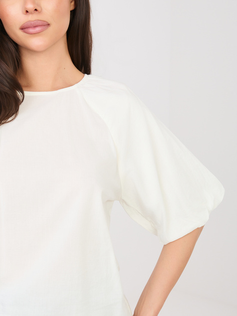 Biała damska bluzka z bufiastym rękawem
