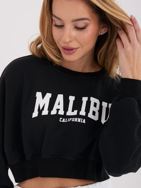 Czarna krótka bluza oversize z nadrukiem