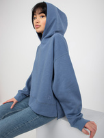 Hurt Ciemnoniebieska dresowa bluza z kapturem i rozcięciami MAYFLIES