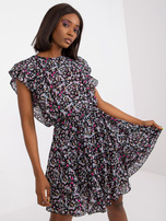 Czarna sukienka mini z kwiatowymi printami ZULUNA