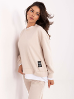 Jasnobeżowy damski komplet z bluzą bez kaptura