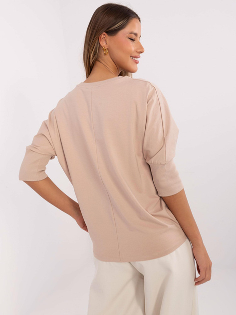 Hurtownia Beżowa casualowa bluzka z bawełny