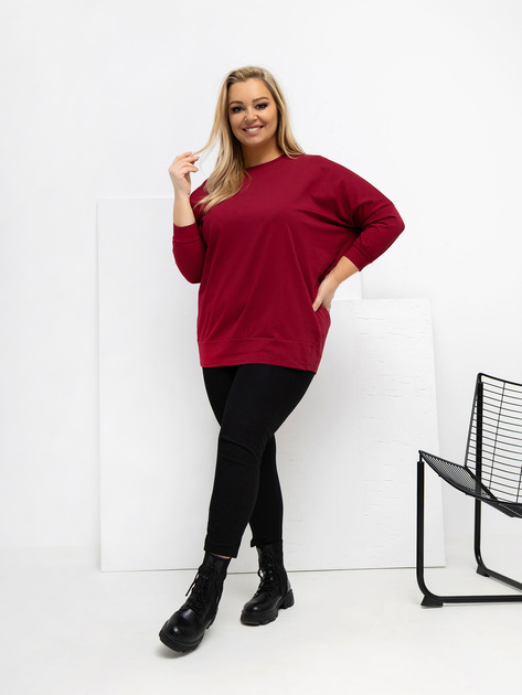 Bordowa bawełniana bluzka plus size