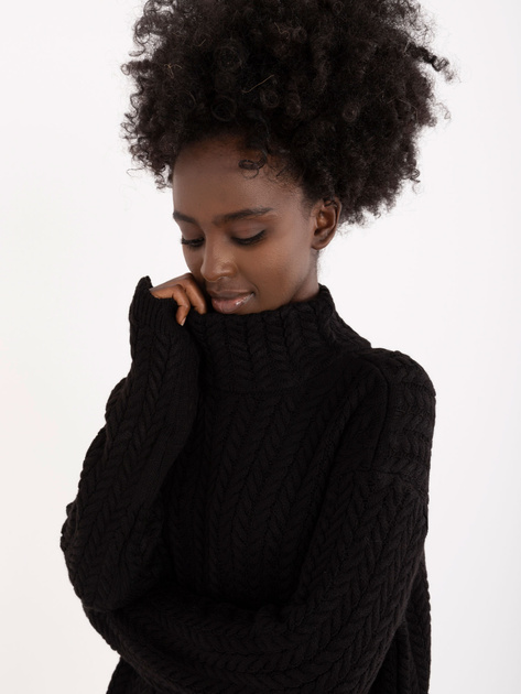 Hurt Czarna sukienka dzianinowa z długim rękawem