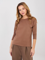 Jasnobrązowa bluzka z rękawem 3/4 BASIC FEEL GOOD 