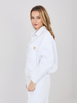 Biała sztruksowa kurtka typu bomber RUE PARIS 