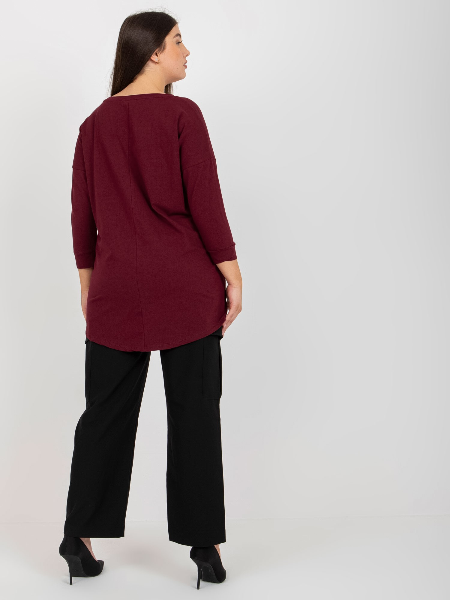 Ciemnofioletowa bluzka bawełniana plus size