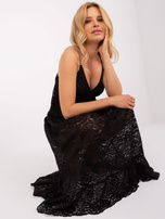 Hurt Czarna midi sukienka z falbaną OCH BELLA 