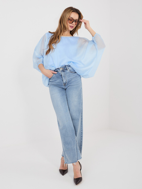 Pastelowa niebieska wizytowa bluzka z podszewką