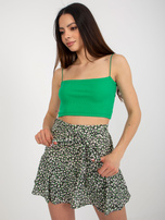 Hurt schwarz-beige Damenrock-Shorts mit Gürtel.