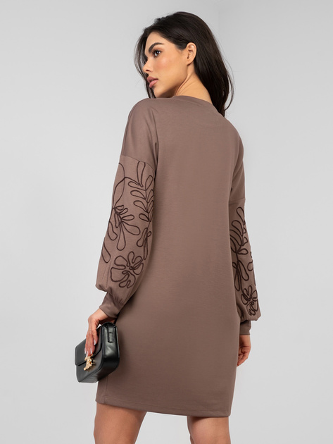 Ciemnobeżowa dresowa sukienka z kieszeniami RUE PARIS
