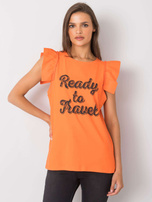 Orange Bluse mit dem Aufdruck Beverly.