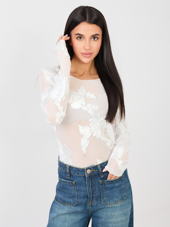 Biała dopasowana bluzka z siateczki