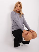 Hurt Szary sweter klasyczny z okrągłym dekoltem  