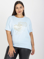 Jasnoniebieski t-shirt plus size z nadrukiem 