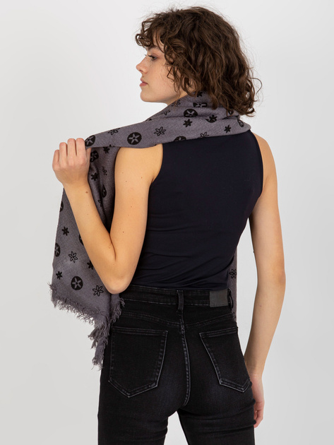 Hurtownia Ciemnoszary damski szal z nadrukiem