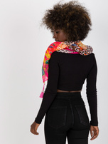 Fuksjowo-brązowa lekka chusta we wzory 