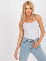 Jasnoszary melanżowy top na cienkich ramiączkach