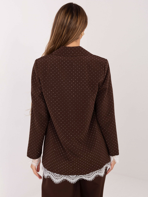Brązowa elegancka marynarka z koronką