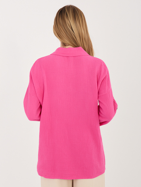 Fuksjowa muślinowa koszula z kieszenią