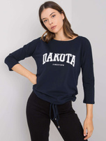 Navy blue blouse with print Rosita RUE PARIS