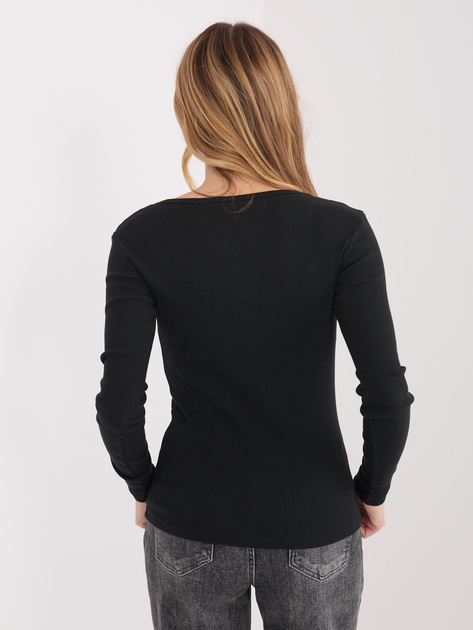 Czarny longsleeve basic w prążki