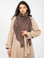 Ciemnofioletowa damska chusta z nadrukiem