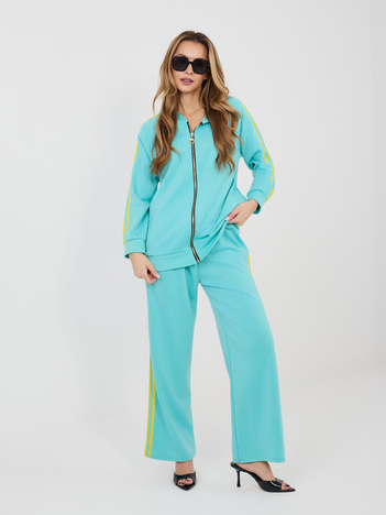 Turkusowy damski komplet z rozpinaną bluzą RUE PARIS 
