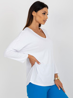 Hurtownia Biała damska bluzka basic o kroju oversize