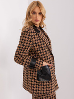 Hurt Camelowo-czarna dłuższa marynarka z guzikami 