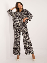 Hurt Ecru-czarny damski komplet w zebrę z rękawem 3/4