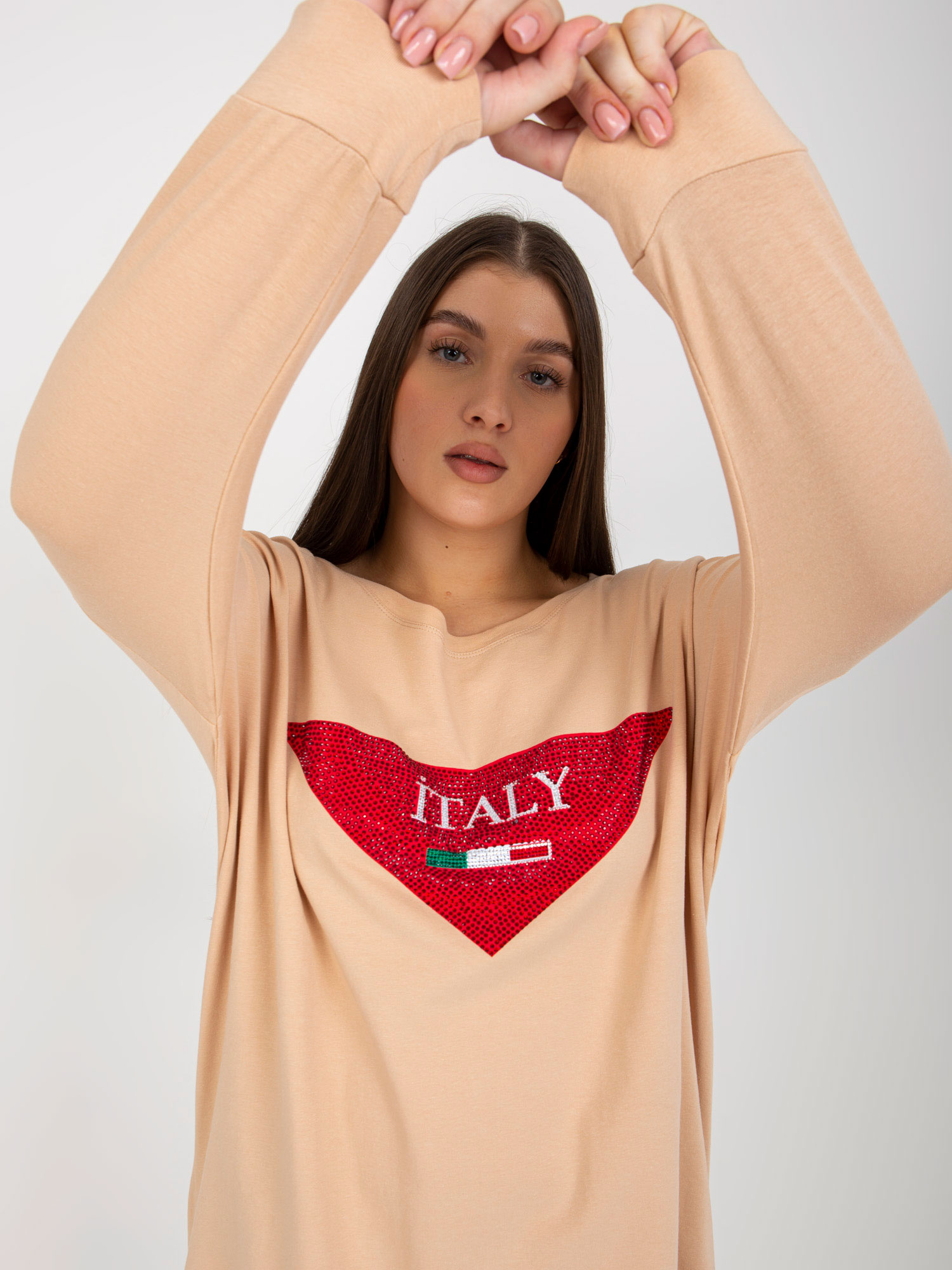 Beżowa bluzka plus size z bawełny