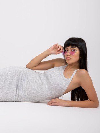 Jasnoszara melanżowa sukienka w prążek Adana SUBLEVEL