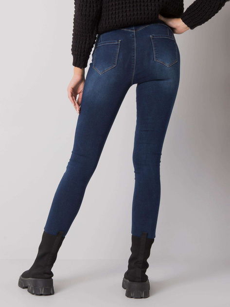 Ciemnoniebieskie dopasowane jeansy z wysokim stanem Marshall