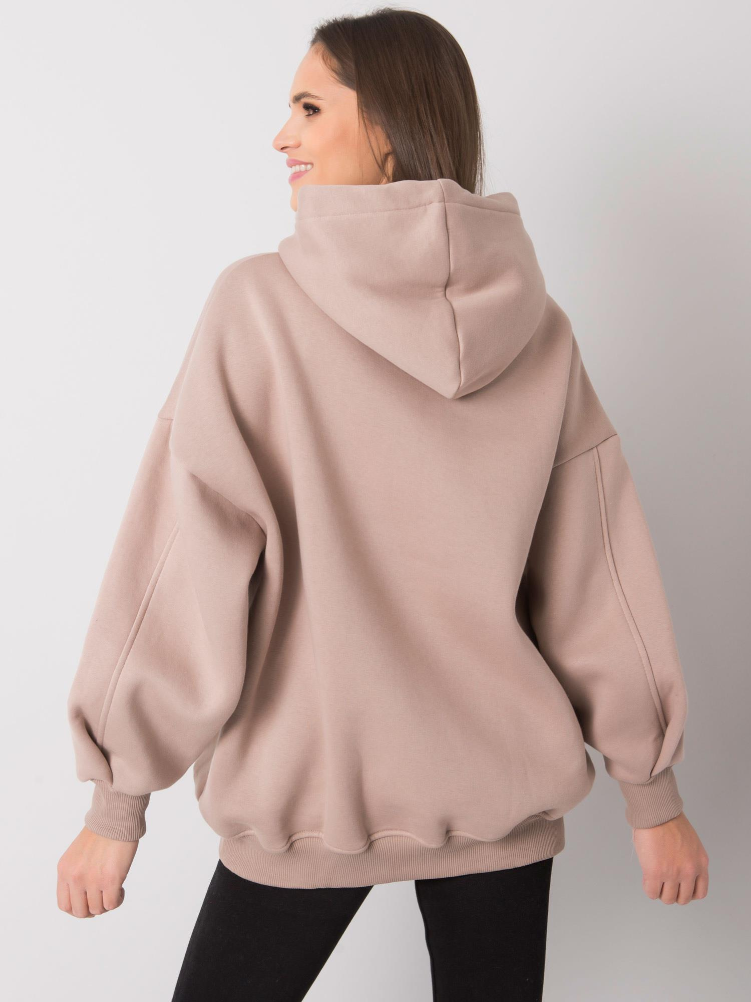 Dark beige hoodie with pockets Lille RUE PARIS.