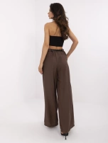 Brązowe szerokie spodnie letnie z kieszeniami