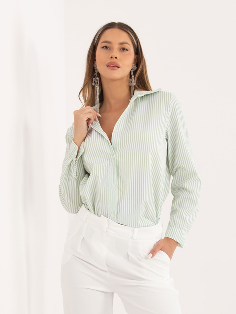 Pistacjowa klasyczna koszula w paski
