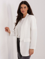 Ecru elegancka marynarka z marszczonym rękawem 