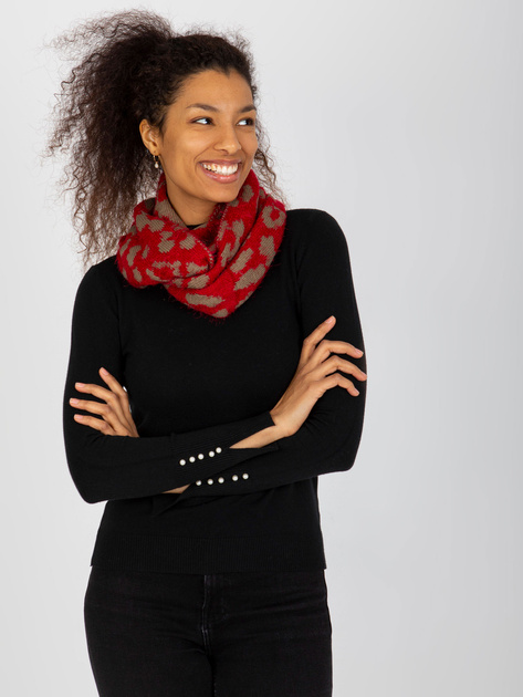 Hurt Czerwono-ciemnobeżowy damski komin we wzory