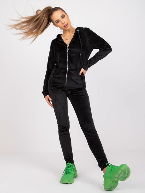 Czarny damski komplet dwuczęściowy z weluru Ilaria