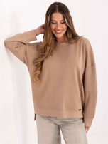 Ciemnobeżowa damska bluza o kroju oversize