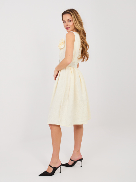Maślana żółta rozkloszowana sukienka bez rękawów RUE PARIS