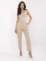 Ciemnobeżowe materiałowe spodnie cygaretki