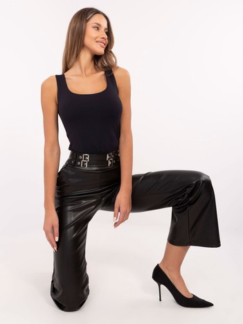 Hurt Czarne spodnie z ekoskóry z prostą nogawką