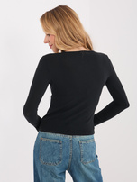 Czarna bawełniana bluzka basic z guzikami